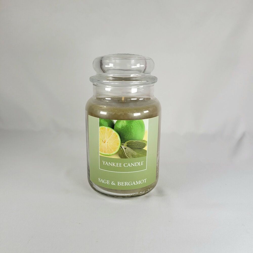 NEW Yankee Candle 22 Oz Retired Sage & Bergamot Large Glass Jar Single Wick NOS